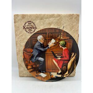 1985 Knowles Norman Rockwell Plate The Professor 8.5" Bradex 84-R70-3.10 With Bo